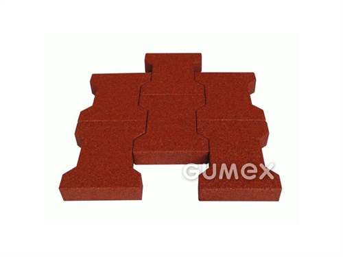 Elastická zámková dlažba ELASTON-ELTEC PUZZLE, hrúbka 43mm, 200x165mm, recyklovaná guma, PU pojivo, červenohnedá